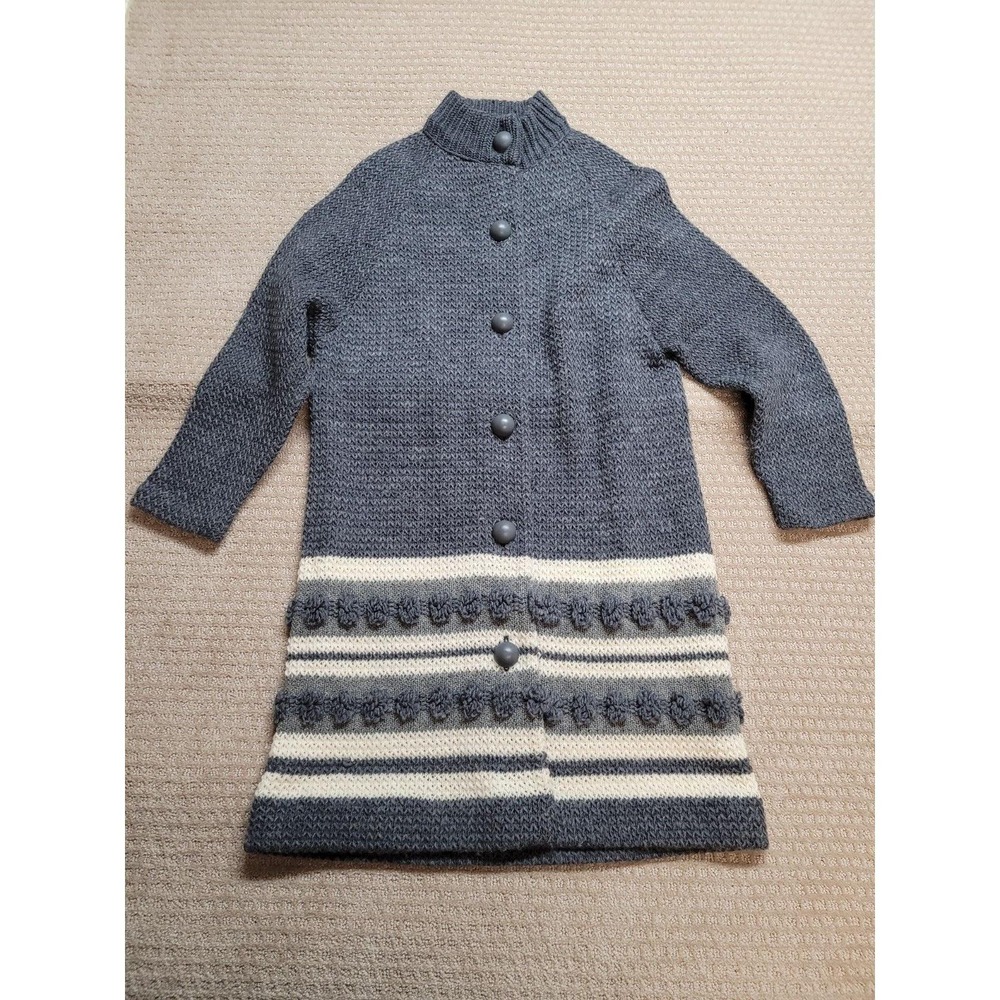 Vintage Donovan Galvani of Dallas‎ Cardigan Sweater Medium Gray Cream Wool, EUC